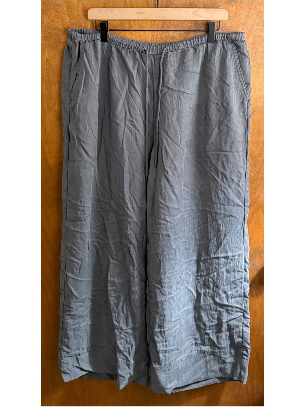 Calypso St. Barth Gray High Rise Pull On Wide Leg Pants XL Lagenlook Beachy Boho